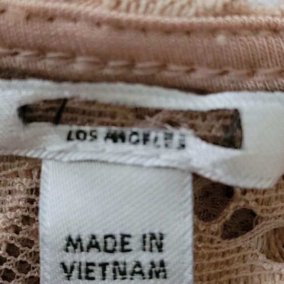 Guess Beige Lace Up Corset Rose Bodysuit Floral Short Sleeves Mesh New - Picture 10 of 10